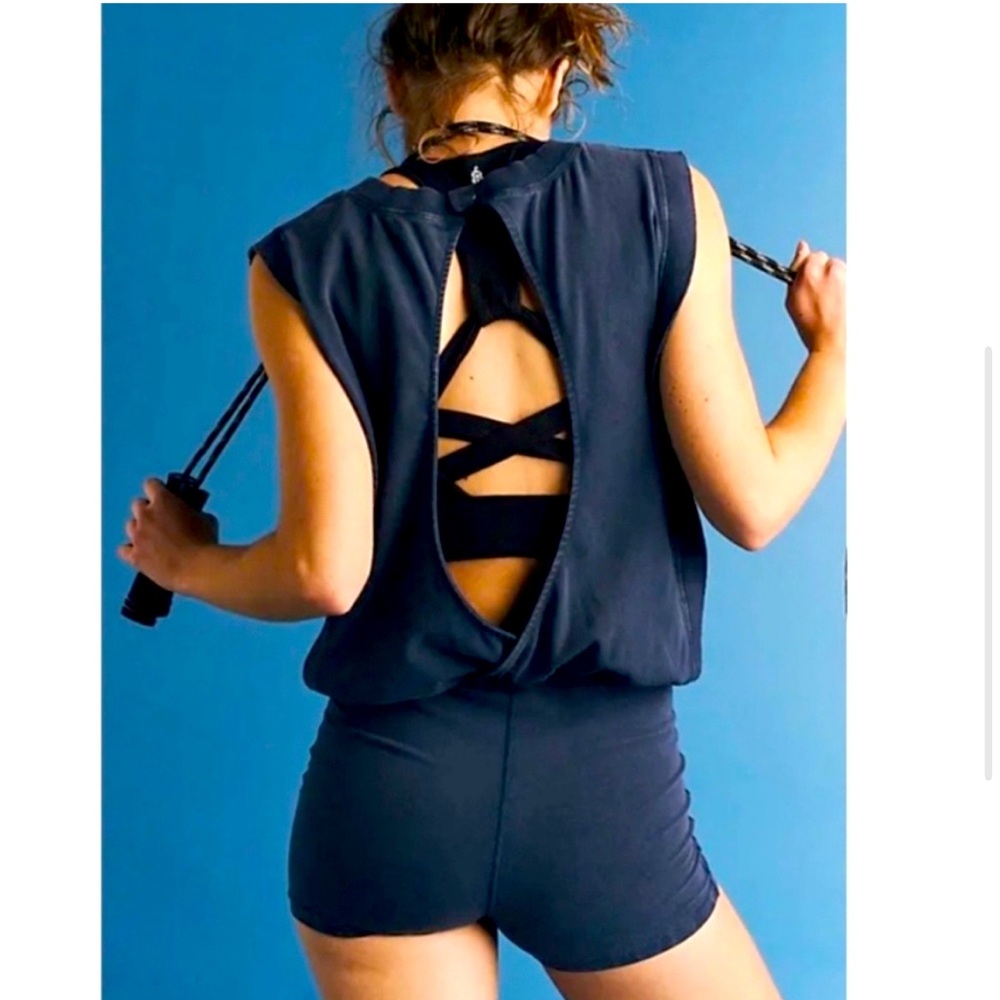 Free People Movement Hot Shot Shortsie NWT size M in Navy